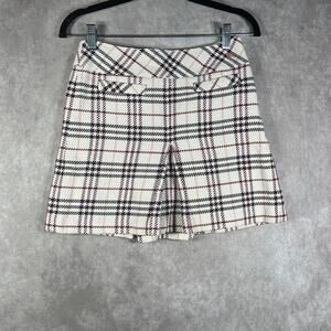 Burberry London Blue Label Mini Skirt Womens Size 36 White Plaid Preppy Casual‎